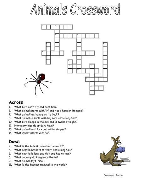 Crossword Puzzles For Kids Free Printable